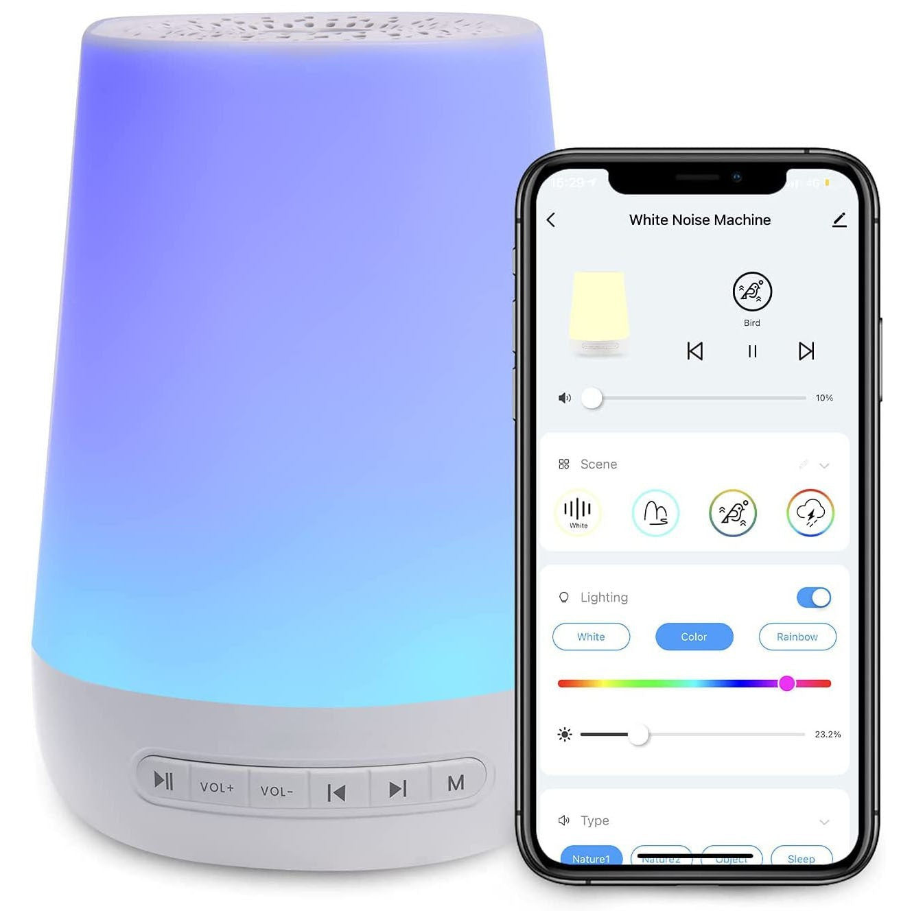 Sound Machine NightLight, White Noise Machine ForSleeping With 34 Soothing SoundsTimer, App Remote Control, PersonalSleep Routine