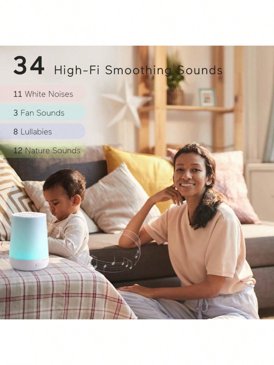 Sound Machine NightLight, White Noise Machine ForSleeping With 34 Soothing SoundsTimer, App Remote Control, PersonalSleep Routine