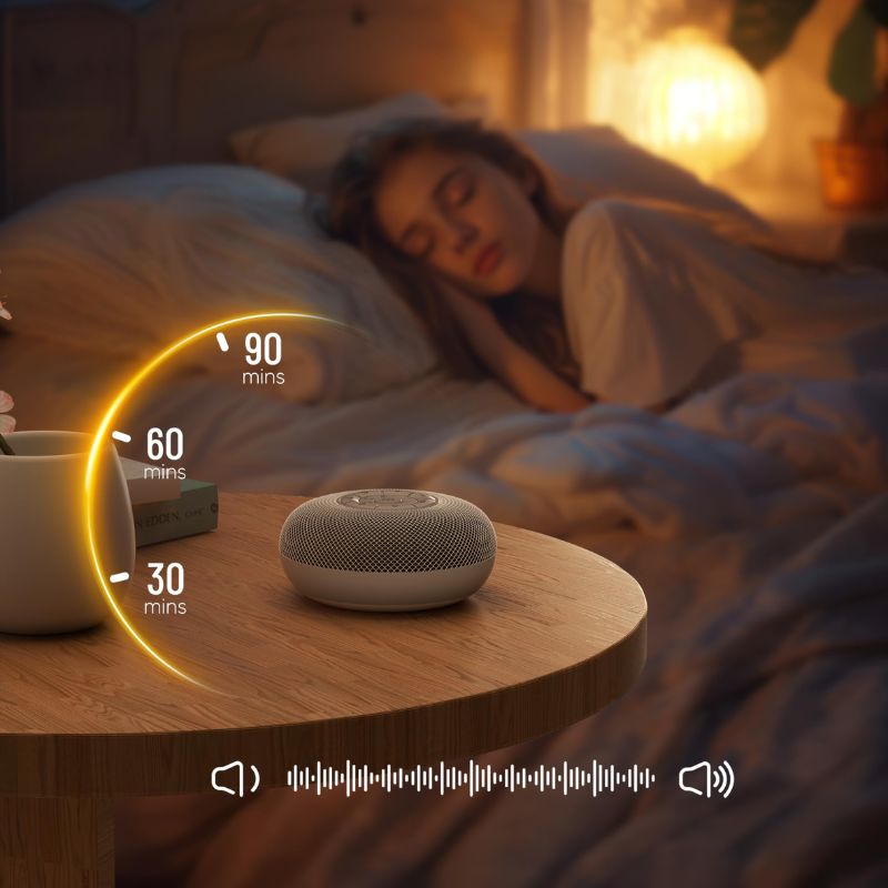 Portable Sound Machine for Sleep Adults Battery Gray Grid