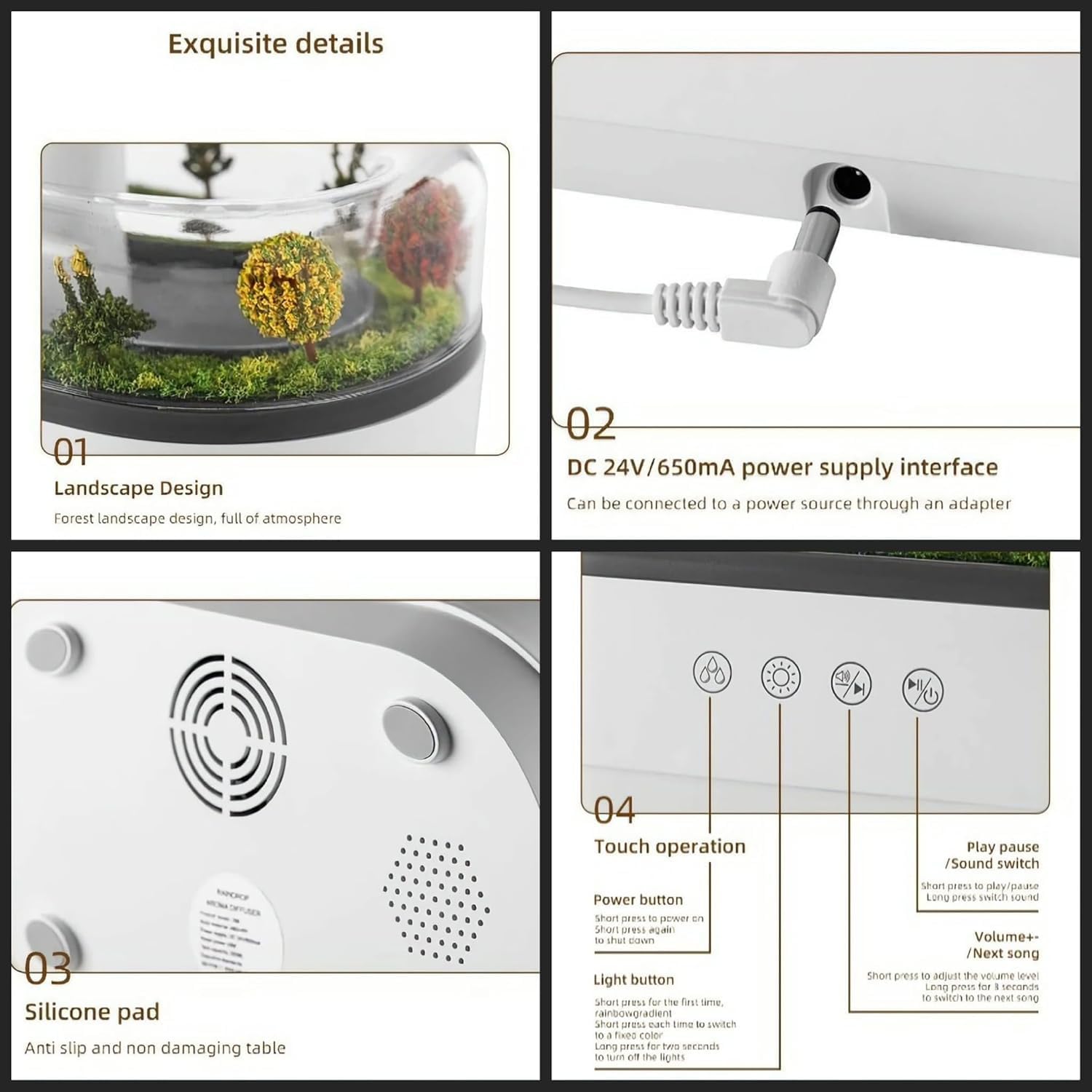 White Noise Rain Cloud Humidifier for Bedroom 350ML